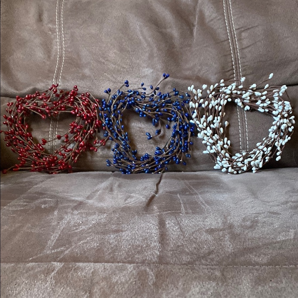 Set of Three Heart-Shaped Berry Wreaths